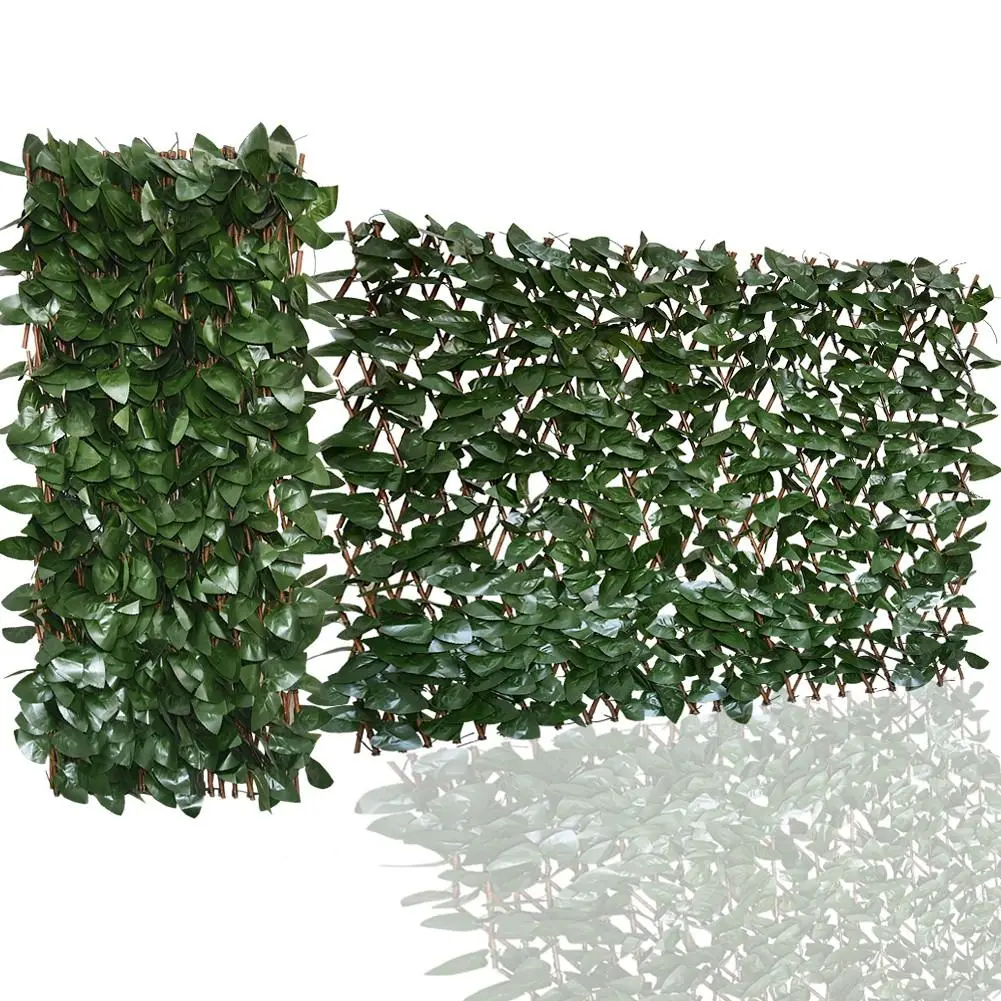 Expandable Artificial Ivy Privacy Fence Screen 22" x 120" with Willow Wood Lattice, Realistic UV Resistant Leaves, Retractable Garden Trellis Panel for Backyard Patio & Outdoor Decoration