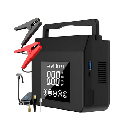 4000A Portable Car Jump Starter with 150PSI Tire Inflator, 15000mAh Power Bank, LED Flashlight & Cooling Fan for Cars, Trucks & SUVs