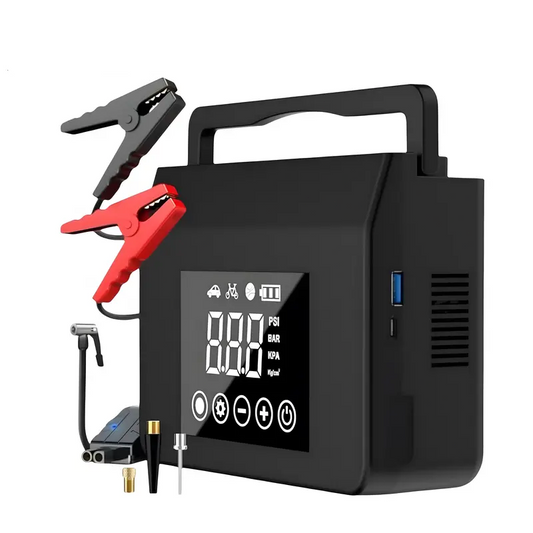 4000A Portable Car Jump Starter with 150PSI Tire Inflator, 15000mAh Power Bank, LED Flashlight & Cooling Fan for Cars, Trucks & SUVs
