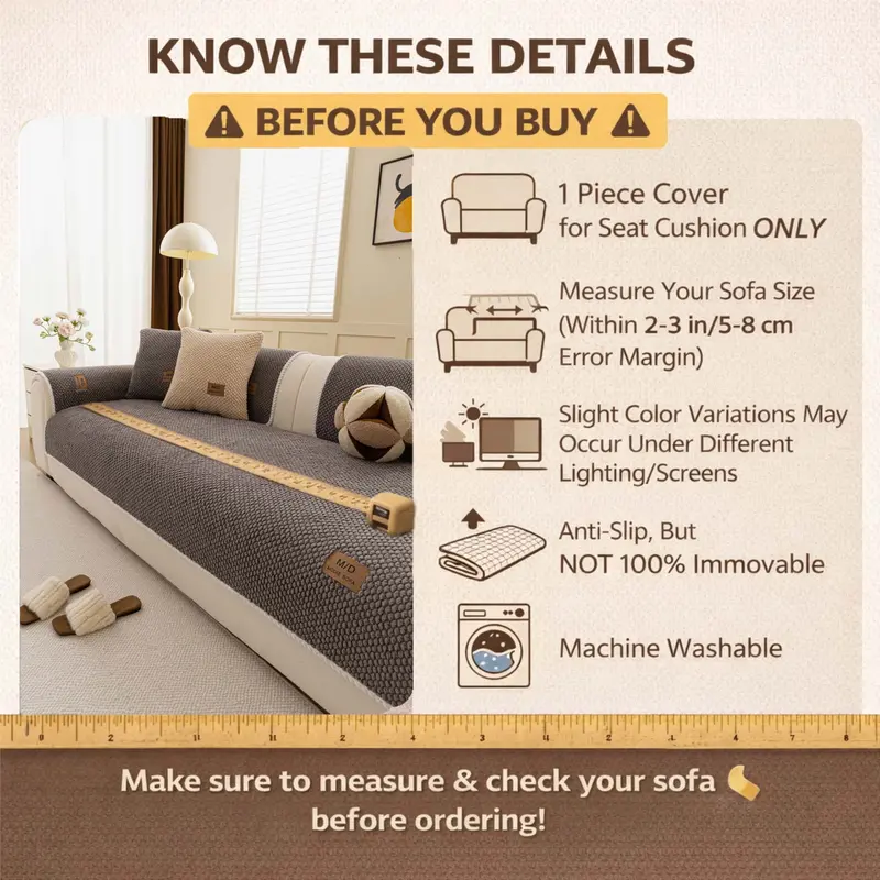 Luxury Thick Sofa Cover – Washable Non-Slip Couch Protector for Sectional Sofa, Loveseat & 3-Seater Couch