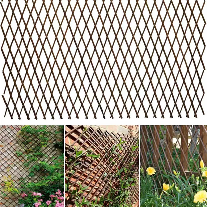 Expandable Artificial Ivy Privacy Fence Screen 22" x 120" with Willow Wood Lattice, Realistic UV Resistant Leaves, Retractable Garden Trellis Panel for Backyard Patio & Outdoor Decoration