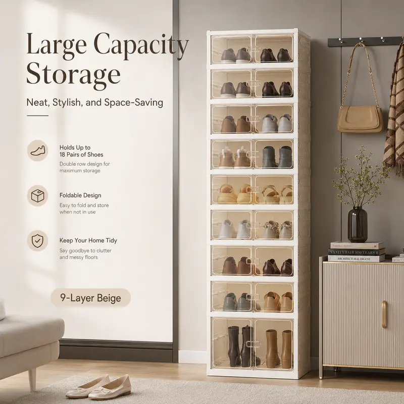 Tall Fabric Drawer Dresser with 9 Storage Bins, Sturdy Steel Frame Cabinet for Clothes, Toys, and Accessories