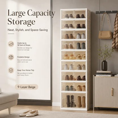 Tall Fabric Drawer Dresser with 9 Storage Bins, Sturdy Steel Frame Cabinet for Clothes, Toys, and Accessories