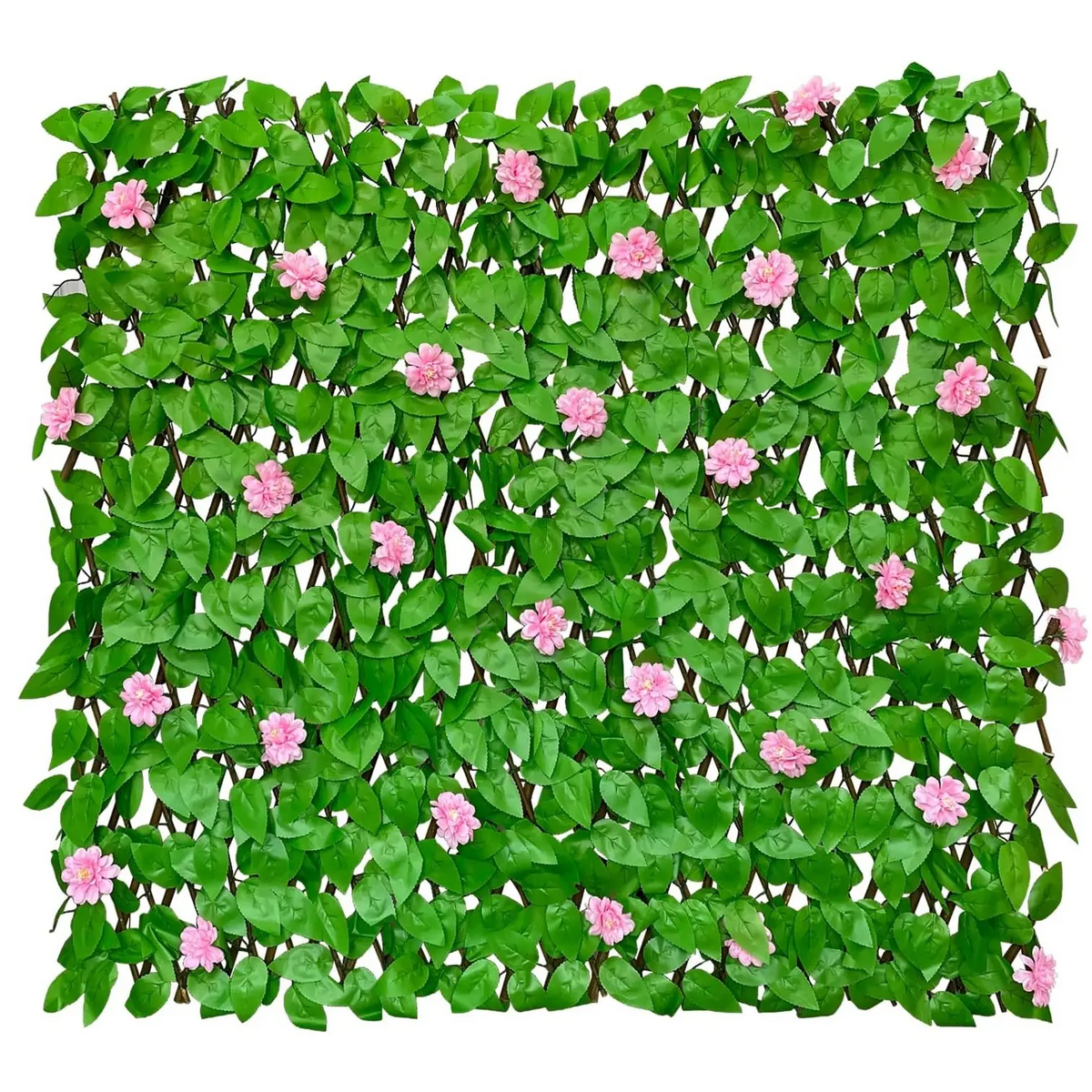 Expandable Artificial Ivy Privacy Fence Screen 22" x 120" with Willow Wood Lattice, Realistic UV Resistant Leaves, Retractable Garden Trellis Panel for Backyard Patio & Outdoor Decoration