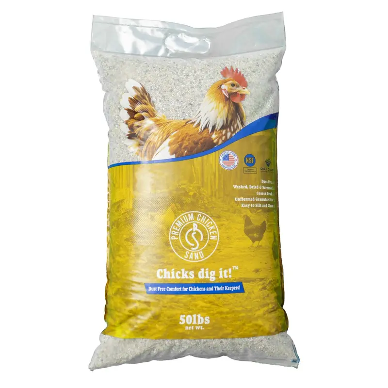 Chicken Coop Sand Bedding 50 Lb Bag – Natural Absorbent Poultry Bedding for Moisture & Odor Control, Comfortable Ground Cover, Easy Coop Cleaning & Long-Lasting Use