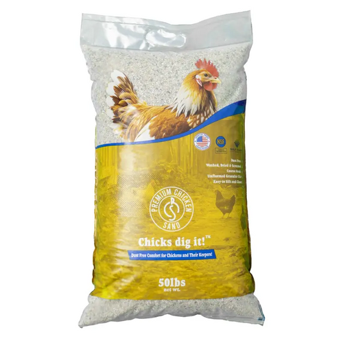Chicken Coop Sand Bedding 50 Lb Bag – Natural Absorbent Poultry Bedding for Moisture & Odor Control, Comfortable Ground Cover, Easy Coop Cleaning & Long-Lasting Use