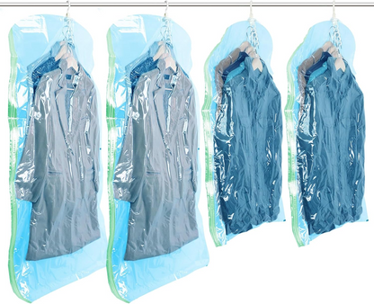 Clear Hanging Vacuum Storage Bags, Space Saving Clothing Organizer Bags for Closet, Suits, Jackets and Garments