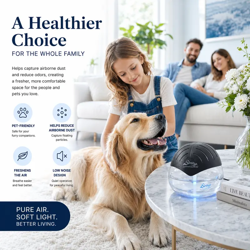 All-in-One Air Purifier & Air Washer – Air Revitalizer with 7-Color Adjustable LED Lights, Dust & Allergen Removal, Air Freshener for Home, Bedroom & Office