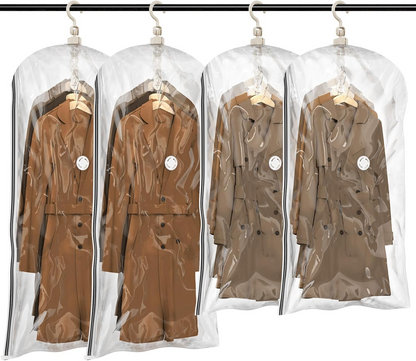 Clear Hanging Vacuum Storage Bags, Space Saving Clothing Organizer Bags for Closet, Suits, Jackets and Garments