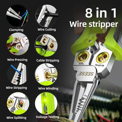 ✅ 8-in-1 Wire Stripper Pliers with Voltage Tester, Multifunctional Electrical Tool for Cutting, Stripping, Crimping & Pulling Wires
