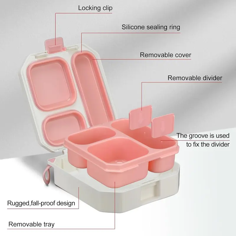 Kids Bento Lunch Box Set – 5 Compartment Leak-Proof Food Container with 12oz Soup Thermos & Insulated School Lunch Bag