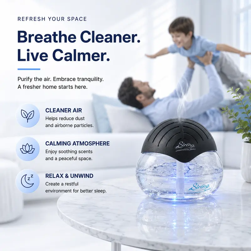All-in-One Air Purifier & Air Washer – Air Revitalizer with 7-Color Adjustable LED Lights, Dust & Allergen Removal, Air Freshener for Home, Bedroom & Office