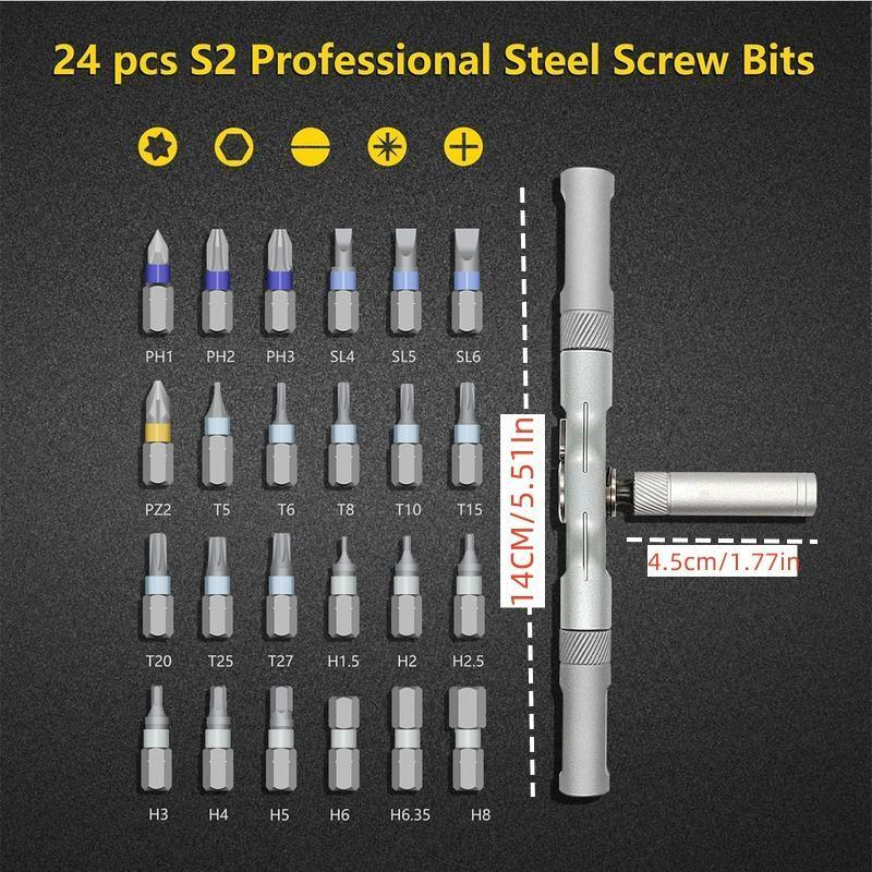 All-in-One Ratchet Magnetic Screwdriver Set – S2 Steel Precision Bits, Removable Screwdriver Kit for DIY, Furniture Assembly & Home Repair