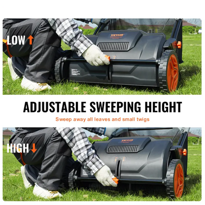 Heavy-Duty Lawn Sweeper with 4 Spinning Brushes, Rolling Leaf & Acorn Collector for Yard, Lawn & Driveway