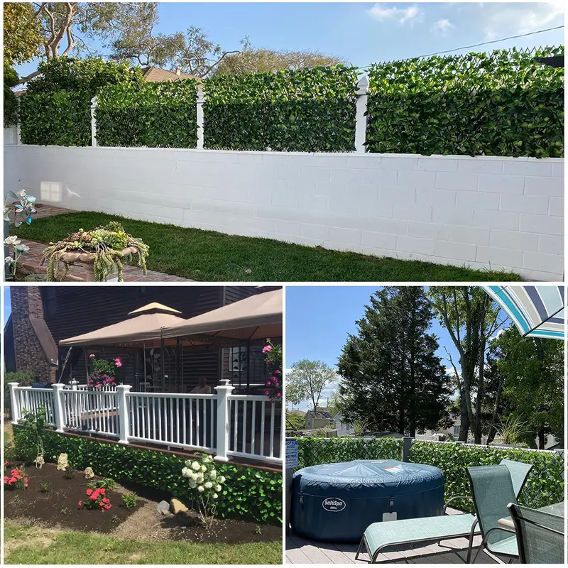 Expandable Artificial Ivy Privacy Fence Screen 22" x 120" with Willow Wood Lattice, Realistic UV Resistant Leaves, Retractable Garden Trellis Panel for Backyard Patio & Outdoor Decoration
