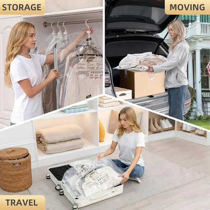 Clear Hanging Vacuum Storage Bags, Space Saving Clothing Organizer Bags for Closet, Suits, Jackets and Garments
