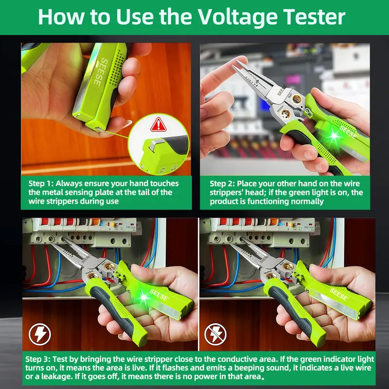 ✅ 8-in-1 Wire Stripper Pliers with Voltage Tester, Multifunctional Electrical Tool for Cutting, Stripping, Crimping & Pulling Wires