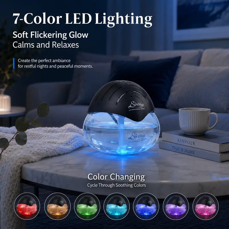 All-in-One Air Purifier & Air Washer – Air Revitalizer with 7-Color Adjustable LED Lights, Dust & Allergen Removal, Air Freshener for Home, Bedroom & Office
