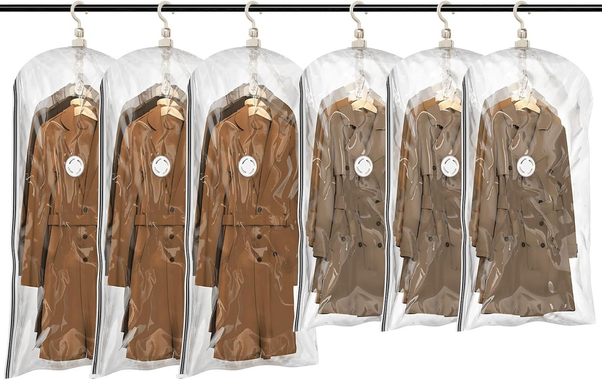 Clear Hanging Vacuum Storage Bags, Space Saving Clothing Organizer Bags for Closet, Suits, Jackets and Garments