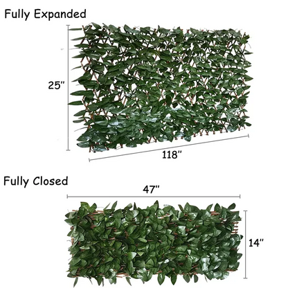 Expandable Artificial Ivy Privacy Fence Screen 22" x 120" with Willow Wood Lattice, Realistic UV Resistant Leaves, Retractable Garden Trellis Panel for Backyard Patio & Outdoor Decoration