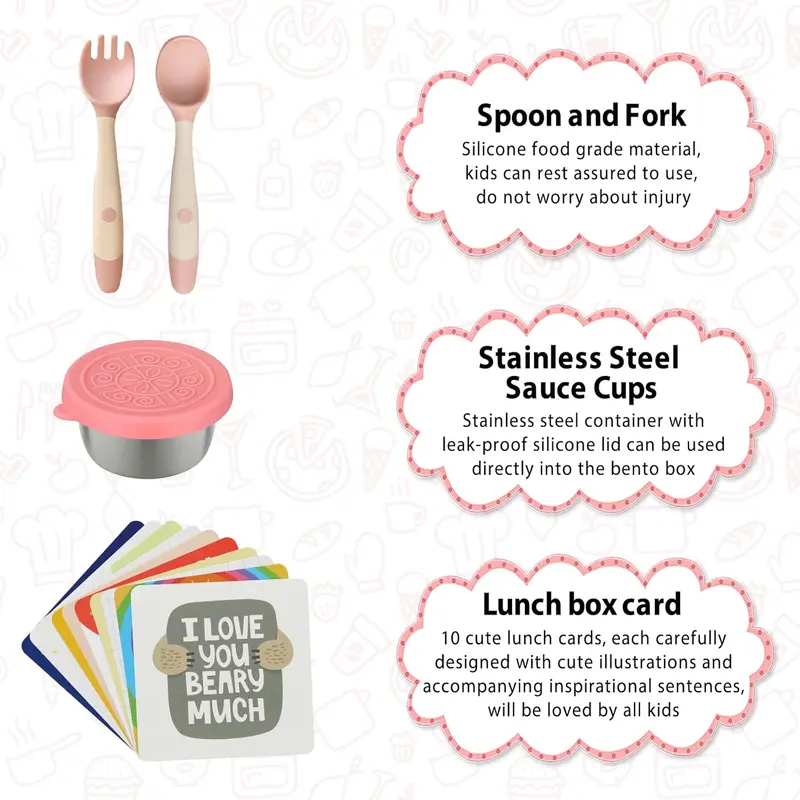 Kids Bento Lunch Box Set – 5 Compartment Leak-Proof Food Container with 12oz Soup Thermos & Insulated School Lunch Bag