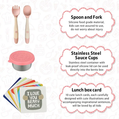 Kids Bento Lunch Box Set – 5 Compartment Leak-Proof Food Container with 12oz Soup Thermos & Insulated School Lunch Bag