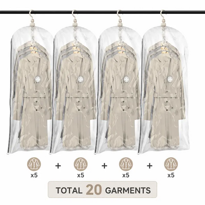 Clear Hanging Vacuum Storage Bags, Space Saving Clothing Organizer Bags for Closet, Suits, Jackets and Garments