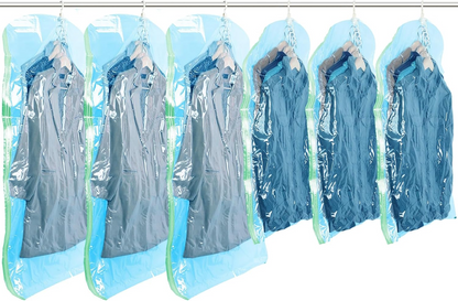 Clear Hanging Vacuum Storage Bags, Space Saving Clothing Organizer Bags for Closet, Suits, Jackets and Garments