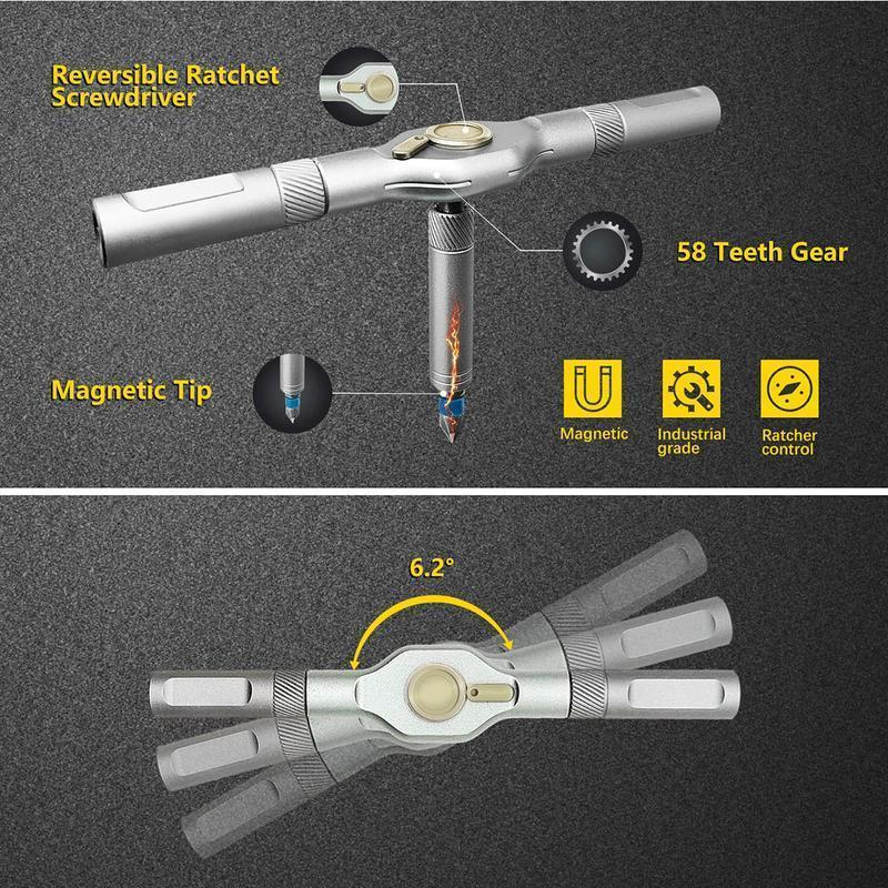 All-in-One Ratchet Magnetic Screwdriver Set – S2 Steel Precision Bits, Removable Screwdriver Kit for DIY, Furniture Assembly & Home Repair