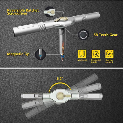 All-in-One Ratchet Magnetic Screwdriver Set – S2 Steel Precision Bits, Removable Screwdriver Kit for DIY, Furniture Assembly & Home Repair