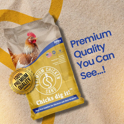 Chicken Coop Sand Bedding 50 Lb Bag – Natural Absorbent Poultry Bedding for Moisture & Odor Control, Comfortable Ground Cover, Easy Coop Cleaning & Long-Lasting Use