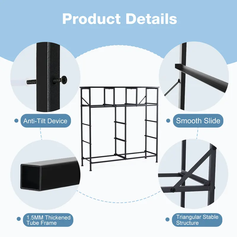 9 Drawer Storage Tower with Fabric Bins, Sturdy Metal Frame Dresser Organizer for Bedroom, Closet, and Home