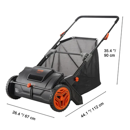 Heavy-Duty Lawn Sweeper with 4 Spinning Brushes, Rolling Leaf & Acorn Collector for Yard, Lawn & Driveway