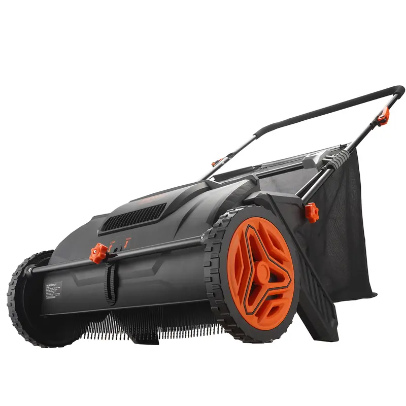Heavy-Duty Lawn Sweeper with 4 Spinning Brushes, Rolling Leaf & Acorn Collector for Yard, Lawn & Driveway